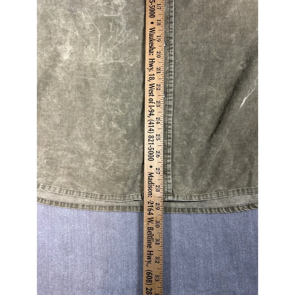 Mossimo Supply Co Mens Corduroy Western Shirt Olive Acid Wash Pearl Snap Large